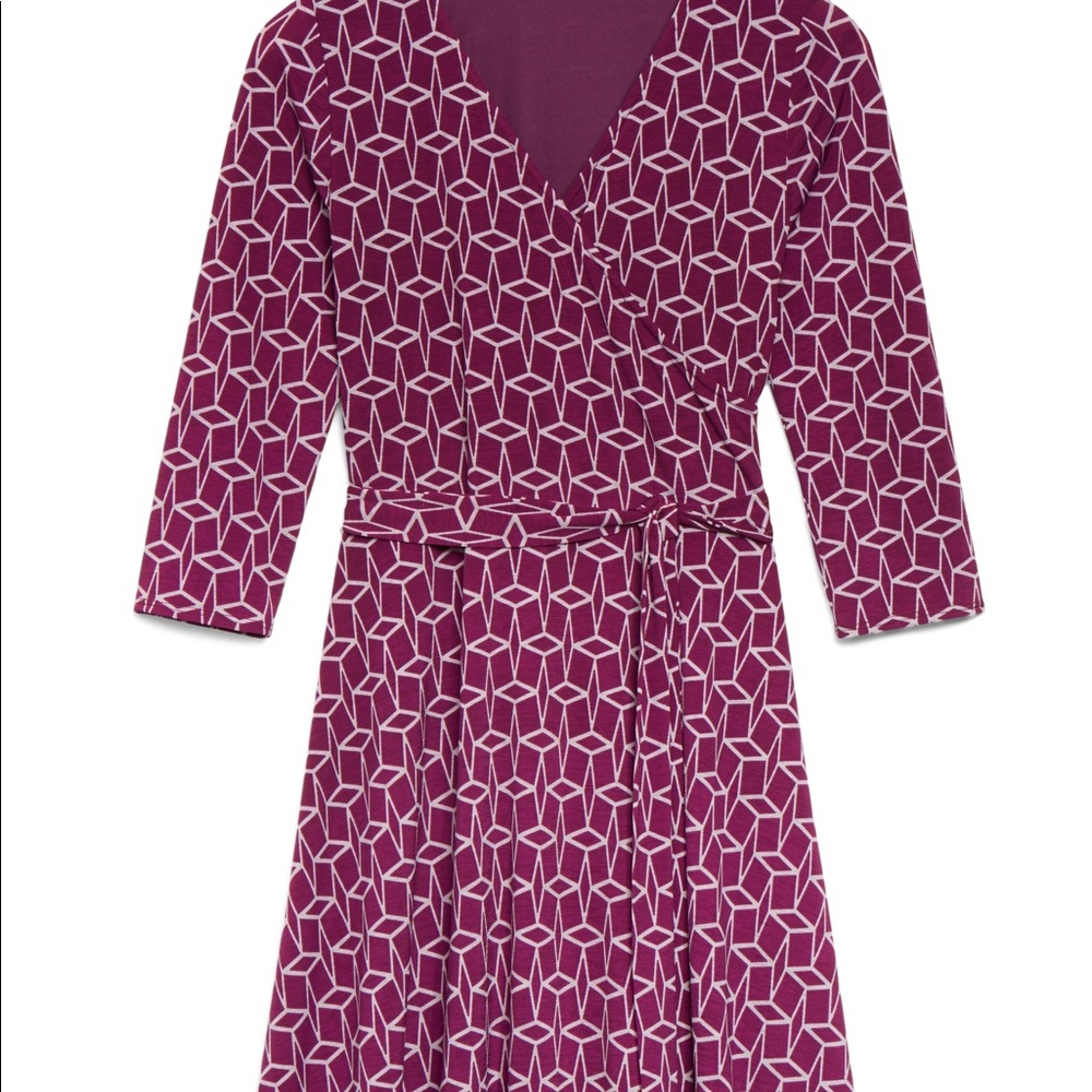 Purple Geo-Pattern Jersey Wrap Dress